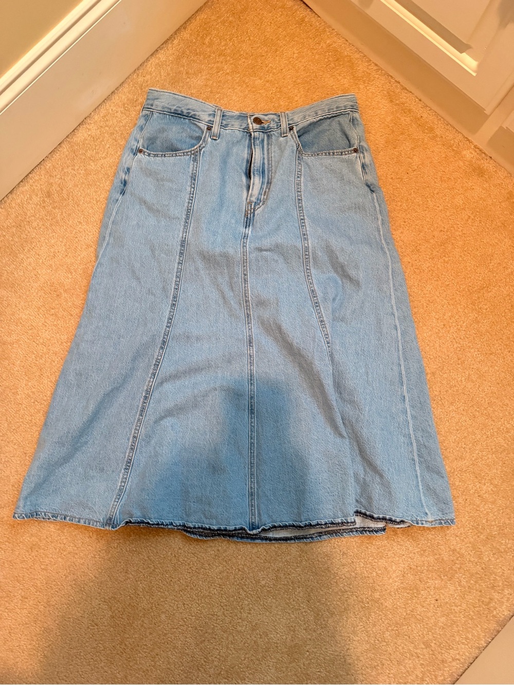Levi's Light Wash Denim A-Line Midi Skirt